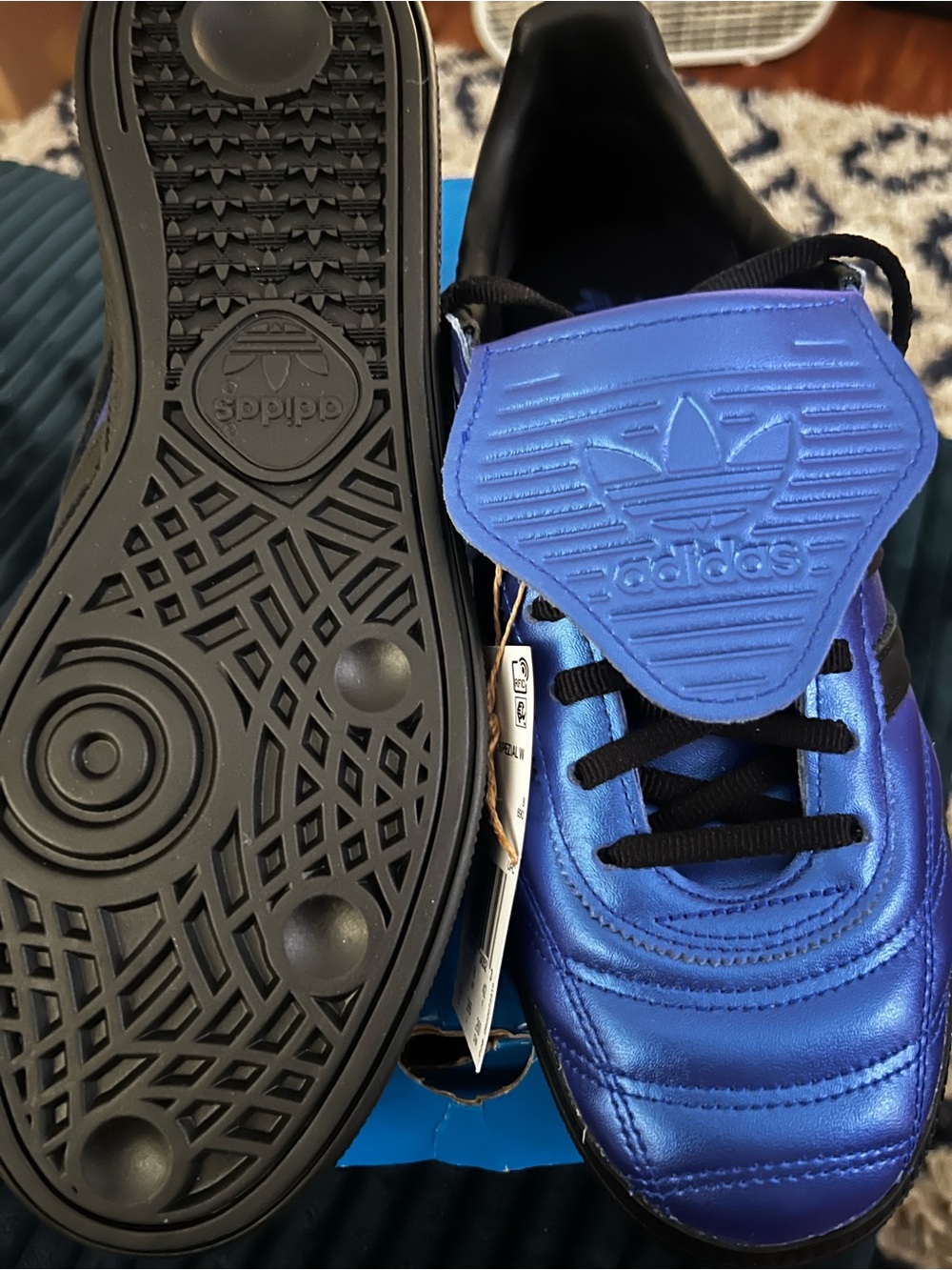 adidas Handball Spezial W Metallic Blue Sneakers with Black Laces - Picture 5 of 7